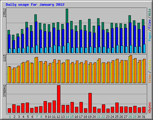 Daily usage for January 2012