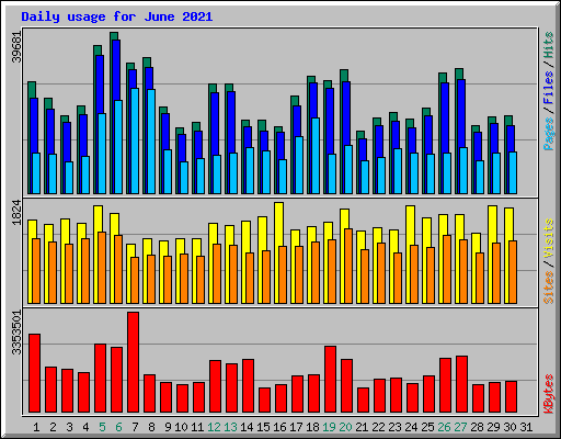 Daily usage for June 2021