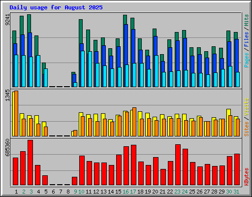 Daily usage for August 2025