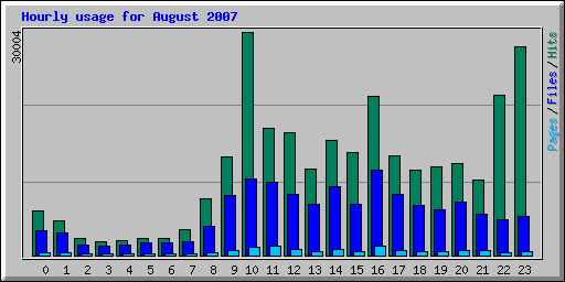 Hourly usage for August 2007